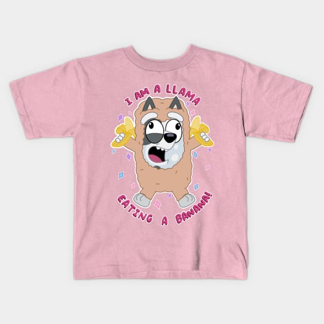 I am a llama eating a banana! Kids T-Shirt by alexhefe